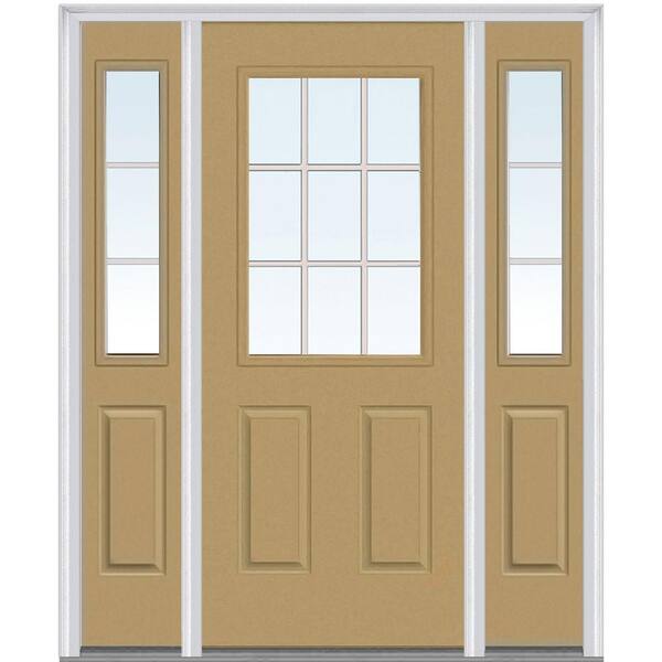 MMI Door 60 in. x 80 in. Internal Grilles Left-Hand Inswing 1/2-Lite Clear Painted Steel Prehung Front Door with Sidelites