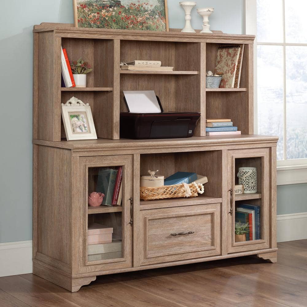 Brushed Oak 54" Traditional Country Office Hutch