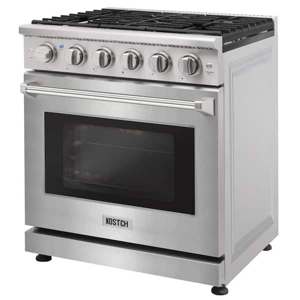 30 in. 5 Burners Freestanding Natural Gas Range in Stainless Steel with 4.55 cu. ft. Convection Oven