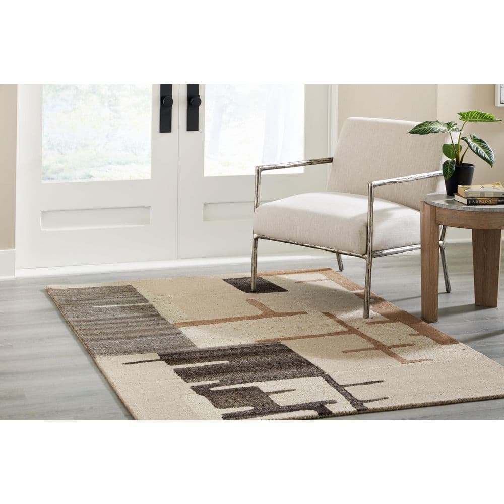 Handmade Tufted Black Abstract Wool 5' x 7' Rug