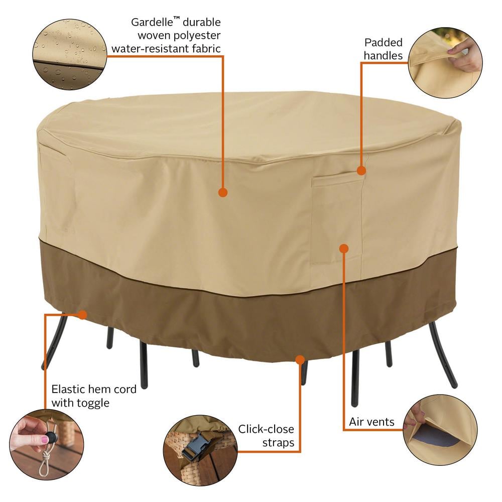 Veranda Water-Resistant Brown Patio Table & Chair Set Cover