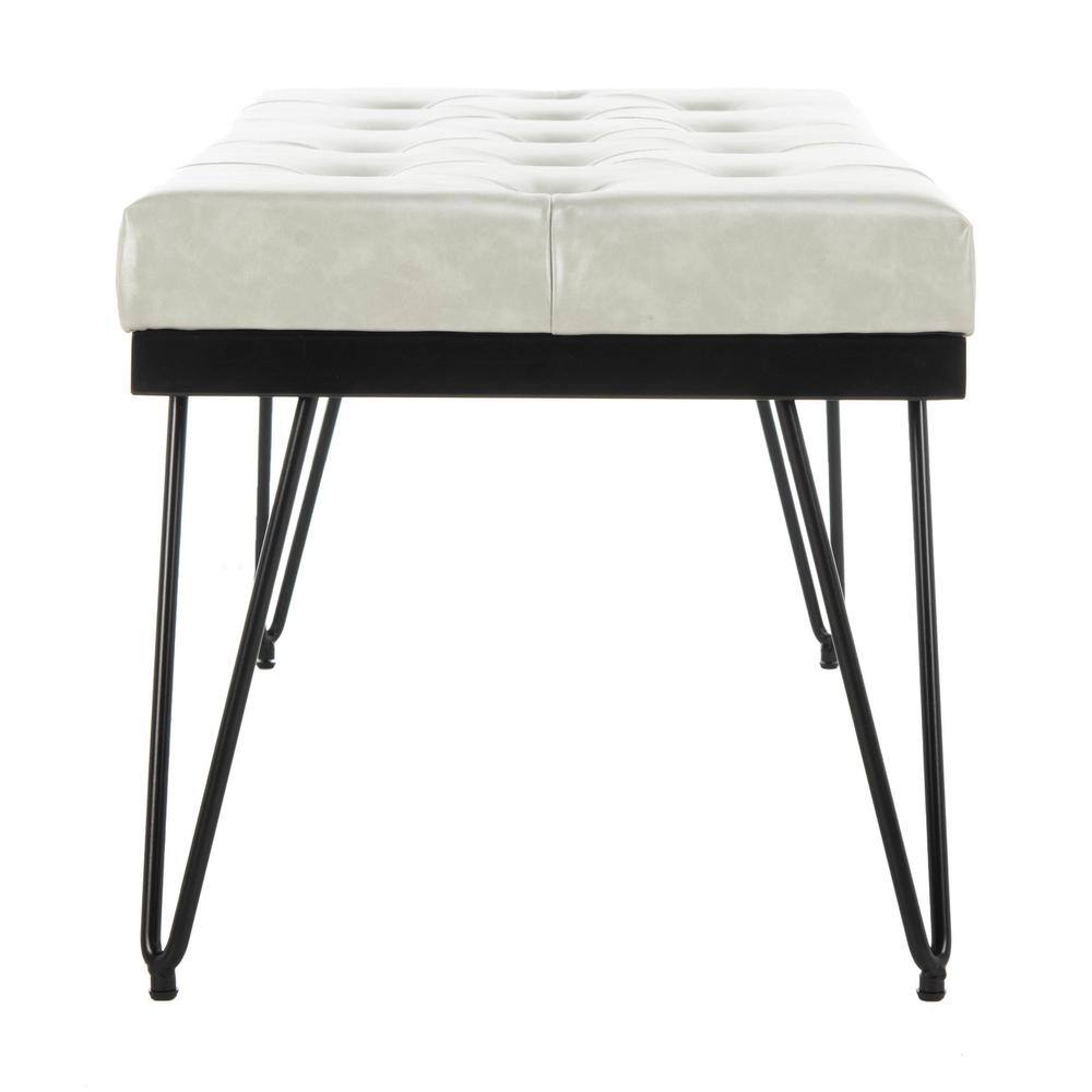 Marcella Gray and Black Tufted Bench with Hairpin Legs