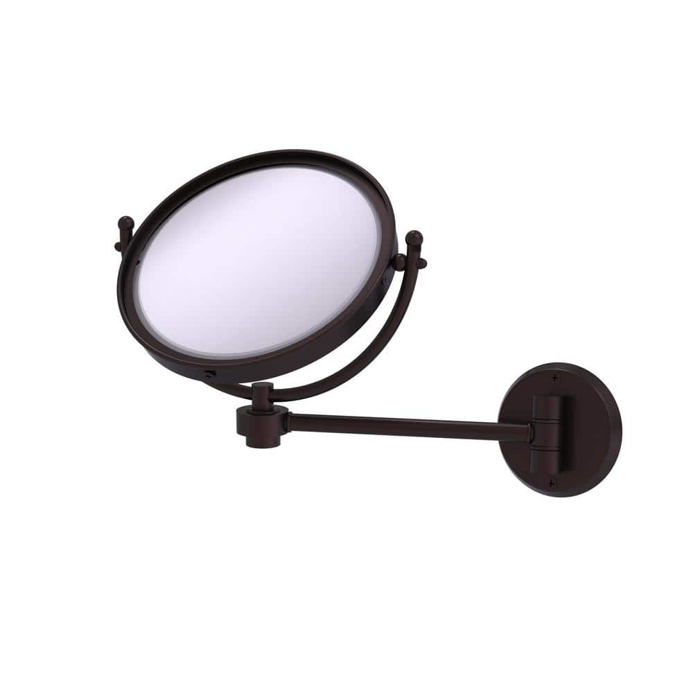 Antique Bronze 8-inch Wall Mounted Brass Makeup Mirror with 3x Magnification