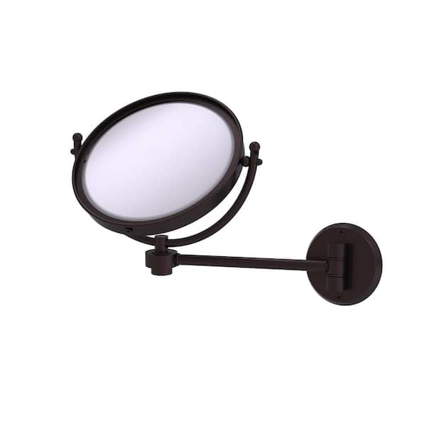 Allied Brass 8 in. W x 10 in. H Small Large Round Tri Fold Metal Framed Magnifying Wall Bathroom Vanity Mirror in Antique Bronze