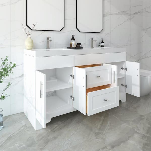 HOMEVY STUDIO Agnea 60 in. W x 21 in. D x 35 in. H Double Sink