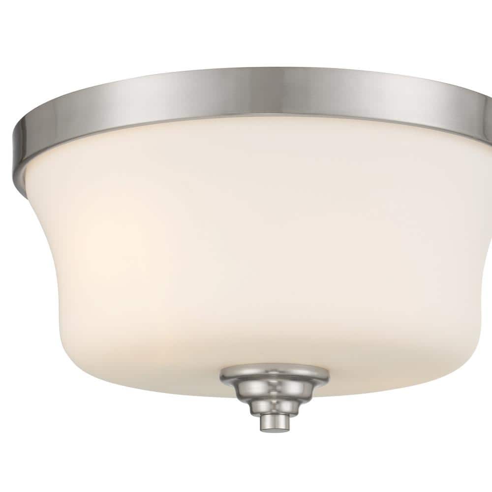 Shyloh 2-Light Brushed Nickel Flush Mount with Etched Opal Glass