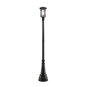 Jordan 1-Light Rubbed Bronze 99.5 in. Aluminum Hardwired Outdoor Weather Resistant Post Light Set with No Bulb Included