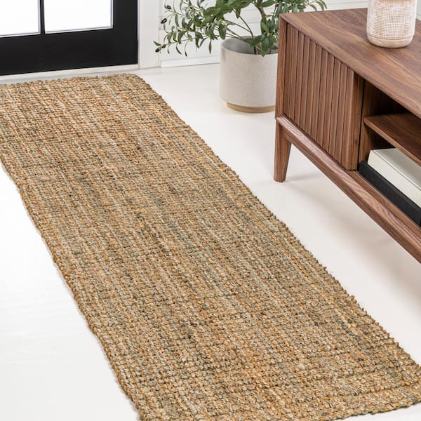 Biot Traditional Rustic Handwoven Jute Solid Natural 2 ft. x 8 ft. Runner Rug