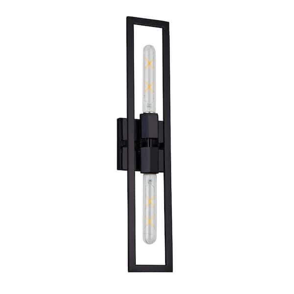 Dainolite Wisteria 2 Light Matte Black Wall Sconce