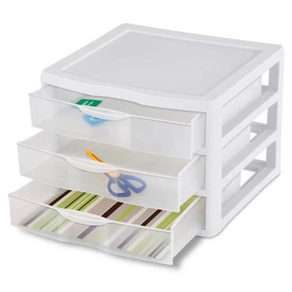 Inval 3 Drawer Desk Organizers 6 310 H x 6.9 W x 8.11 D WhiteClear Pack Of  6 - Office Depot