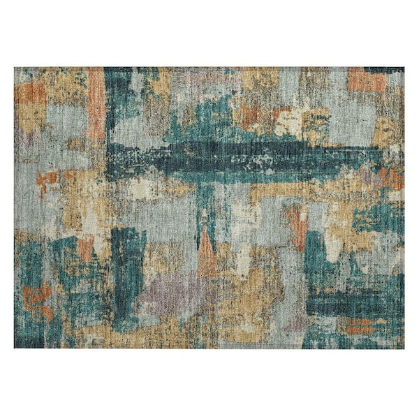 Chantille Machine Washable Indoor/Outdoor Abstract ACN2212 Seafoam 1 ft. 8 in. x 2 ft. 6 in. Accent Rug