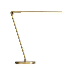 Libra 39 in. Antique Brass Dimmable LED Industrial Desk Lamp with USB Port and Adjustable Lamp Head
