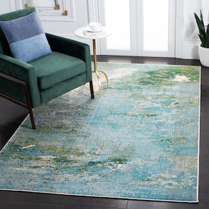 Madison Light Blue/Green 7 ft. x 7 ft. Abstract Gradient Square Area Rug