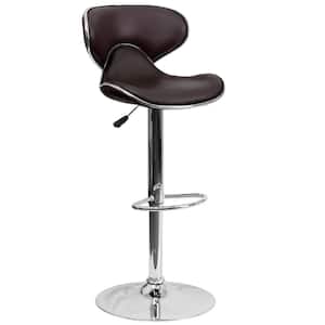 Adjustable Height Brown Cushioned Bar Stool