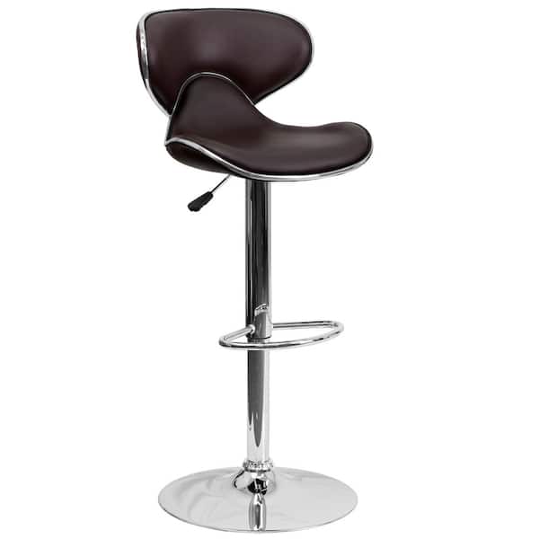 Flash Furniture Adjustable Height Brown Cushioned Bar Stool