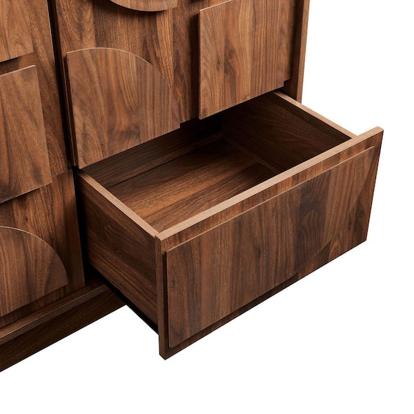 MODWAY Bulwark Walnut Brown MDF 57.2 in. Wardrobe with Drawers MOD