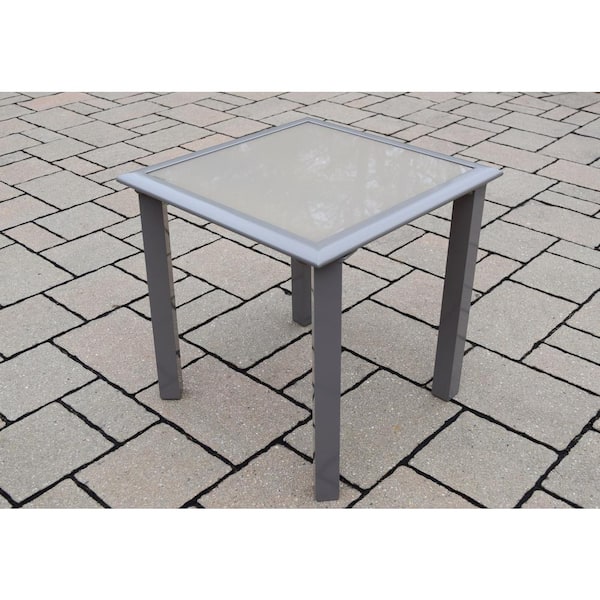 Unbranded 18 in. x 18 in. Screen Printed Aluminum Patio Side Table