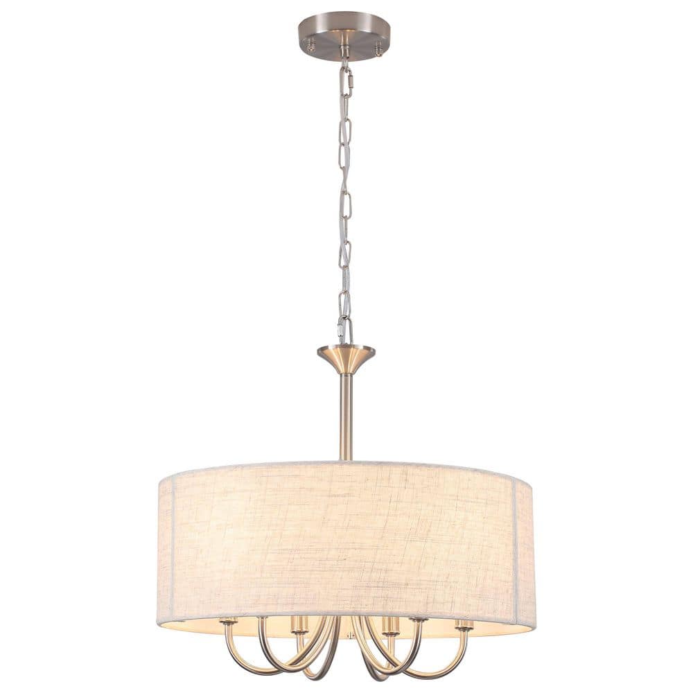 6-Light Nickel Farmhouse Chandelier Drum Light Fixture with Fabric Shaded price history on PriceWatchPro
