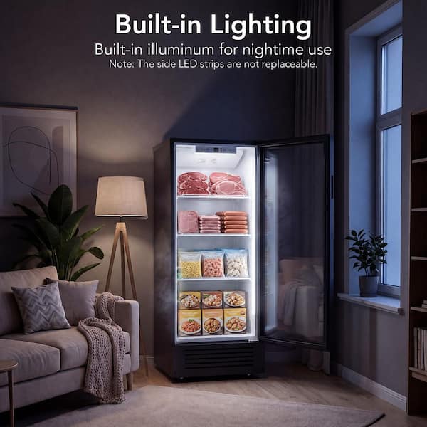21.26 in. 6 cu. ft. Commercial Upright Display Glass Door Beverage Refrigerator Built-in Beverage Cooler in Black