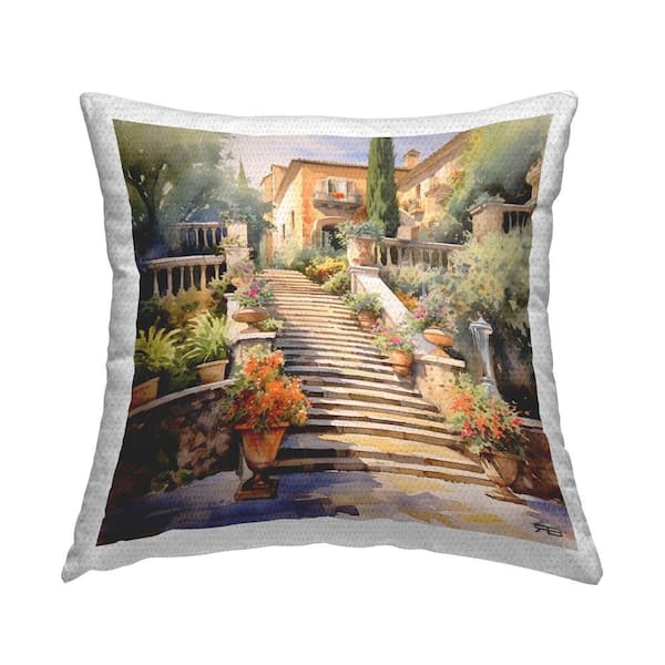 Stupell Industries European Villa Architecture Outdoor Printed Throw Pillow by RB