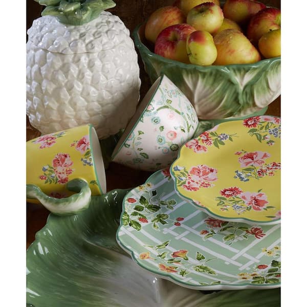 English Garden 3-D Oval 15.5 in. Multicolored Platter