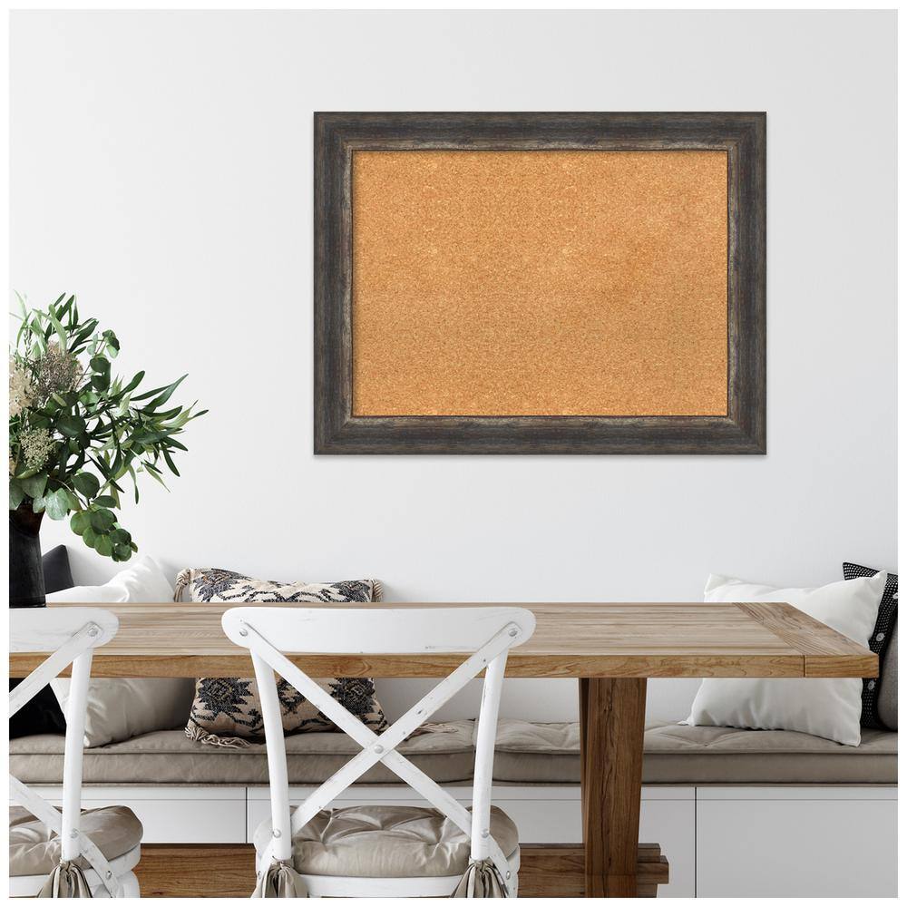 Rustic Charred Wood Framed Natural Cork Bulletin Board