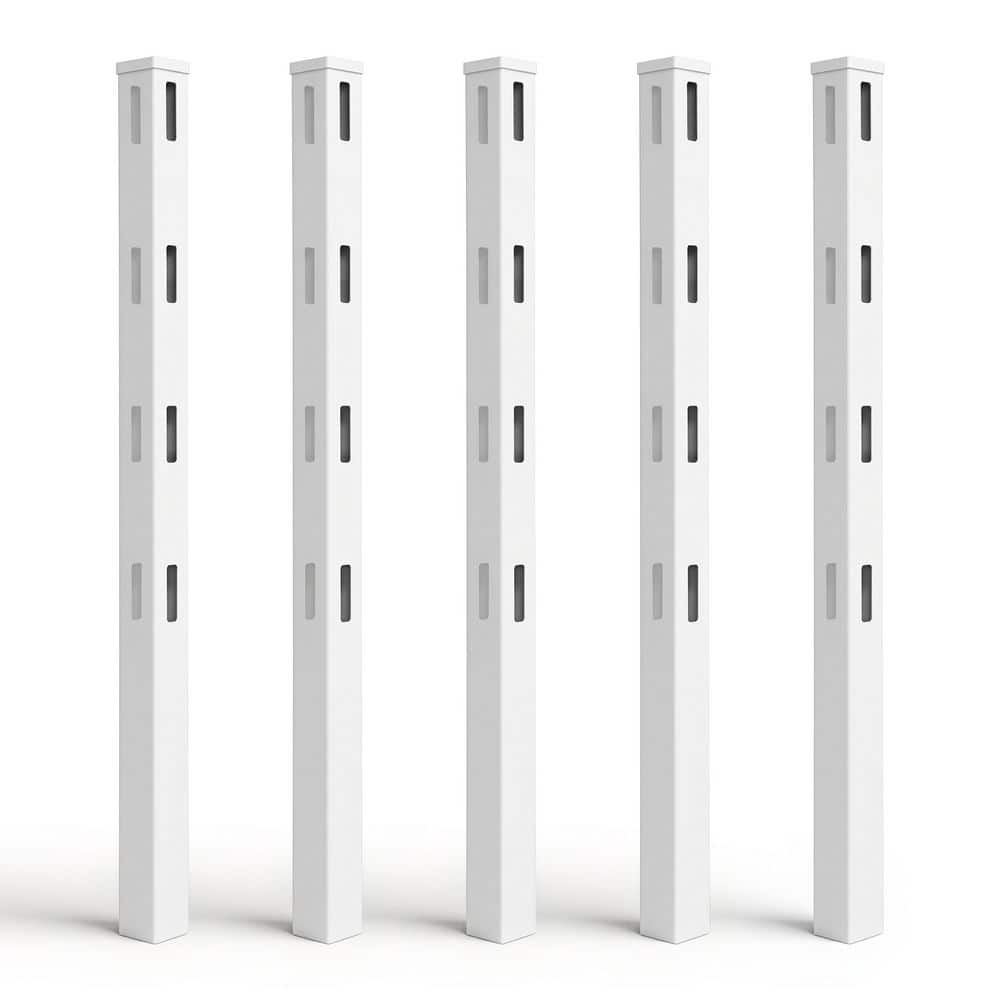 5 in. x 5 in. x 7 ft. White Vinyl Line Fence Post with Cap (5-Pack) price history on PriceWatchPro