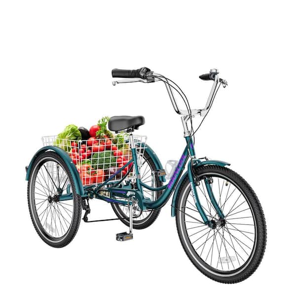 MOONCOOL 24 7 in. Bike with Speed Women, for Trikes Wheeled Depot Adult Men Basket Tricycles N-P26-ZSHT001 Trikes 3 The Seniors, Home 