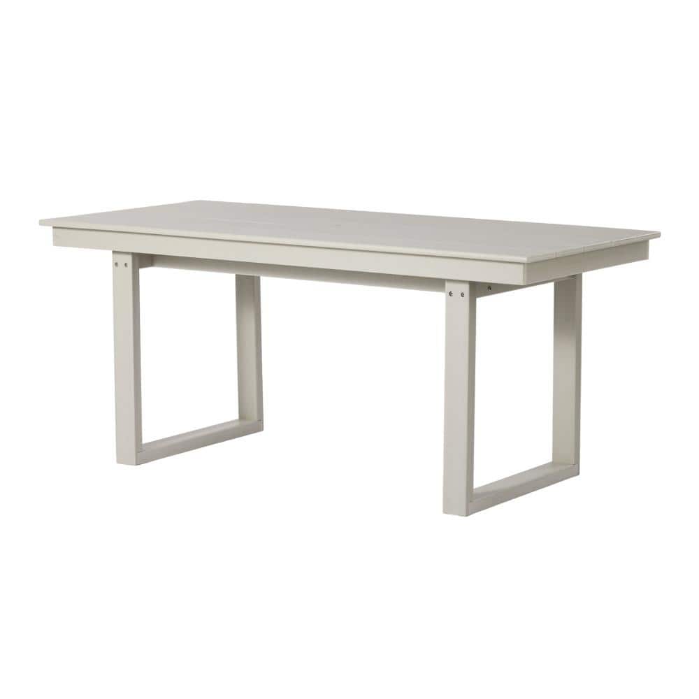 "CoastSide Outdoor Patio 68"" X 31"" Stainless Steel Frame 6-Person Plastic Dining Table w/ Umbrella Hole, Sand" price history on PriceWatchPro