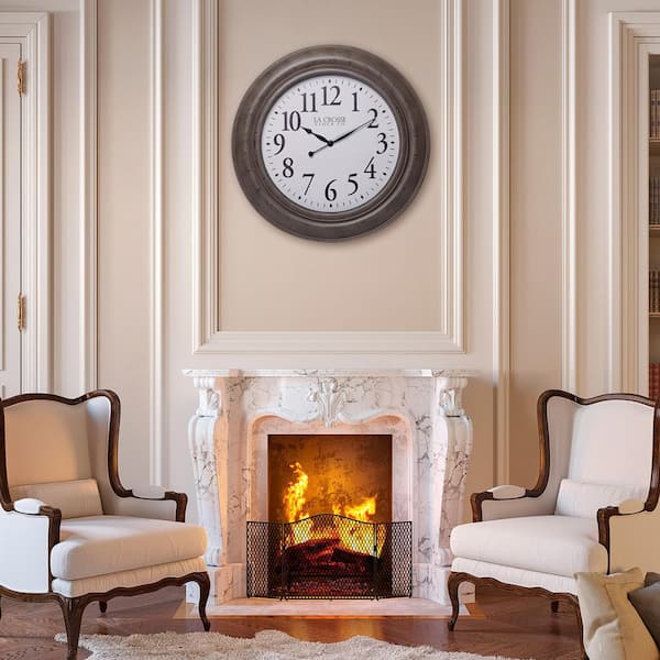 La Crosse Clock 36 in. Brushed Brown Mattison Analog Quartz Wall