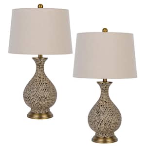 26 in. H Terra Cotta Ceramic Table Lamp Set with Drum Shade and Matching Finial (Set of 2)