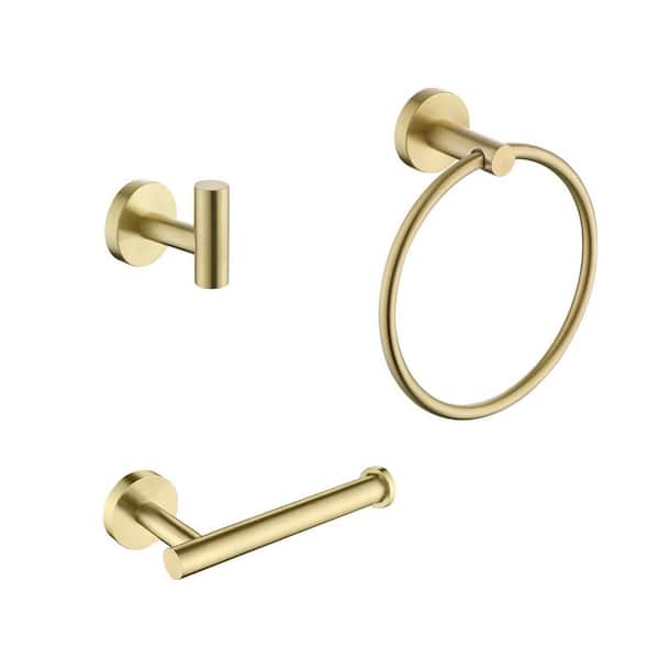 Satico 3-Piece Stainless Steel Bathroom Hardware Set with Mounting Hardware in Brushed Gold