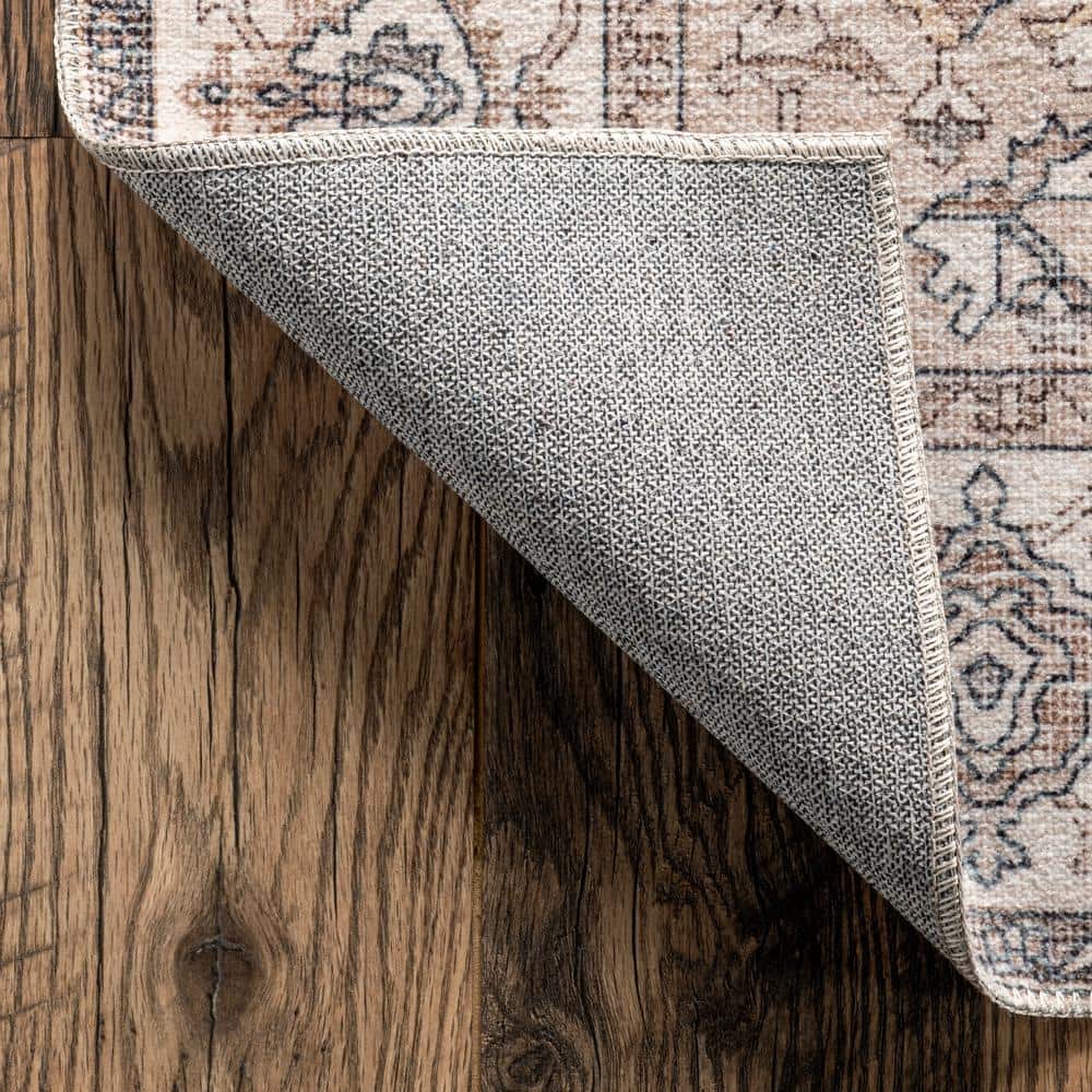 Brown Synthetic Medallion Machine Washable 5' x 8' Area Rug