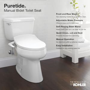 Purewash M250 Non-Electric Bidet Seat for Elongated Toilets in Biscuit