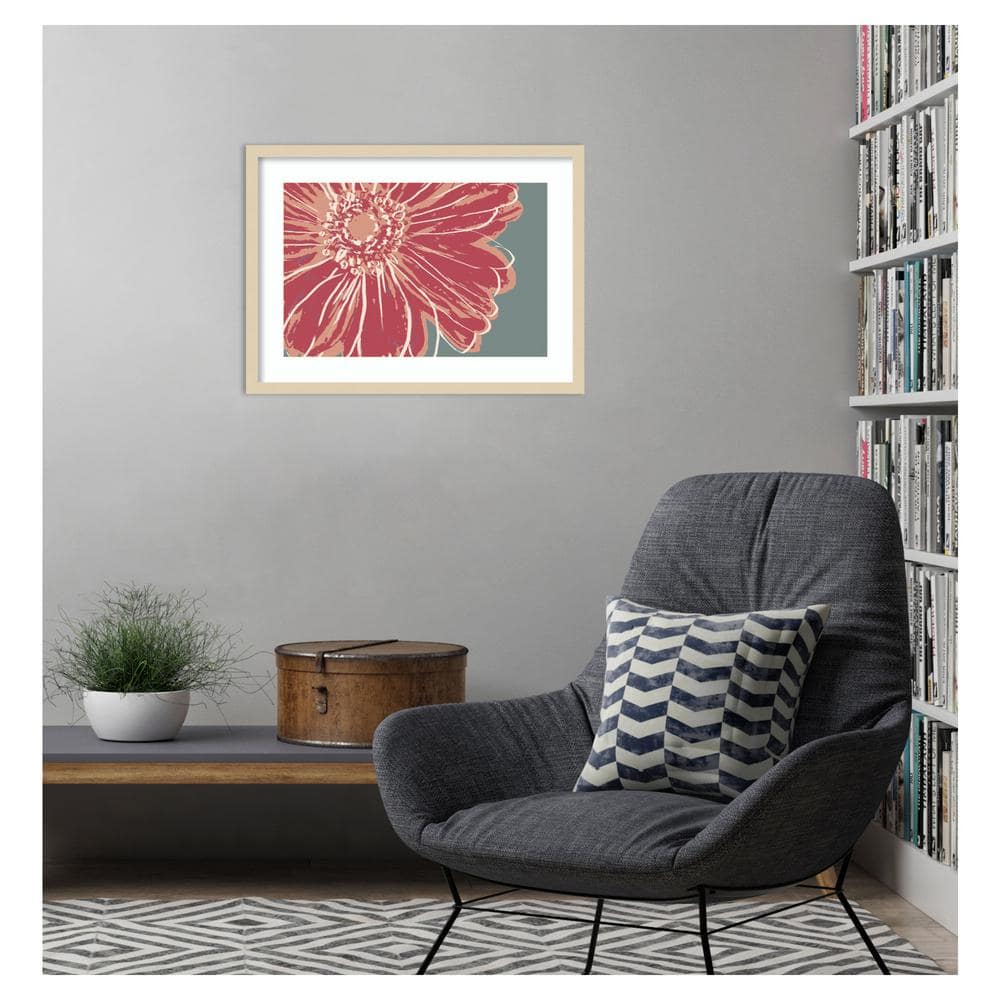 Flower Pop Sketch IV Red Graphic Art Print in Natural Wood Frame