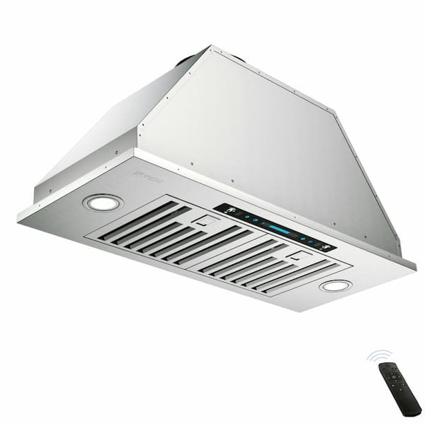 iKTCH 36 in. 900 CFM Ducted Insert with LED 4 Speed Gesture Sensing and Touch Control Panel Range Hood in Stainless Steel