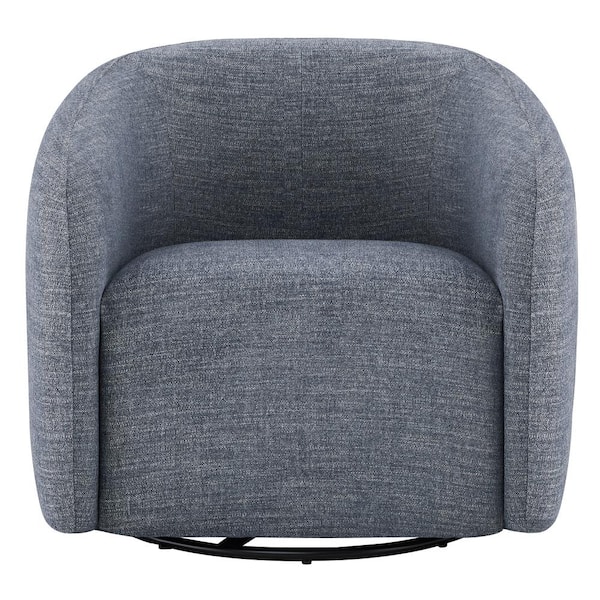 Spruce & Spring Harper Denim Fabric Swivel Accent Chair with Curved Back Modern Upholstered Armchair for Living Room or Bedroom