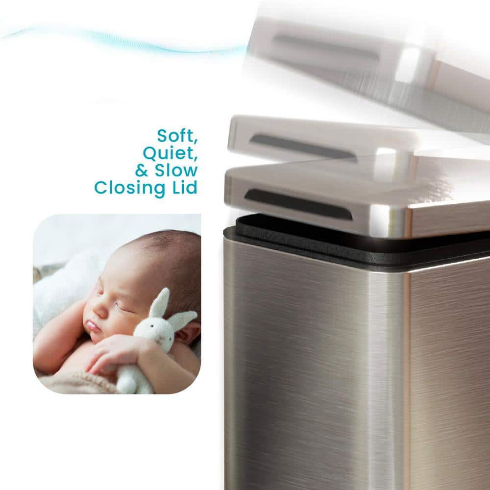 12 Gallon Silver Stainless Steel Slim Step Trash Can