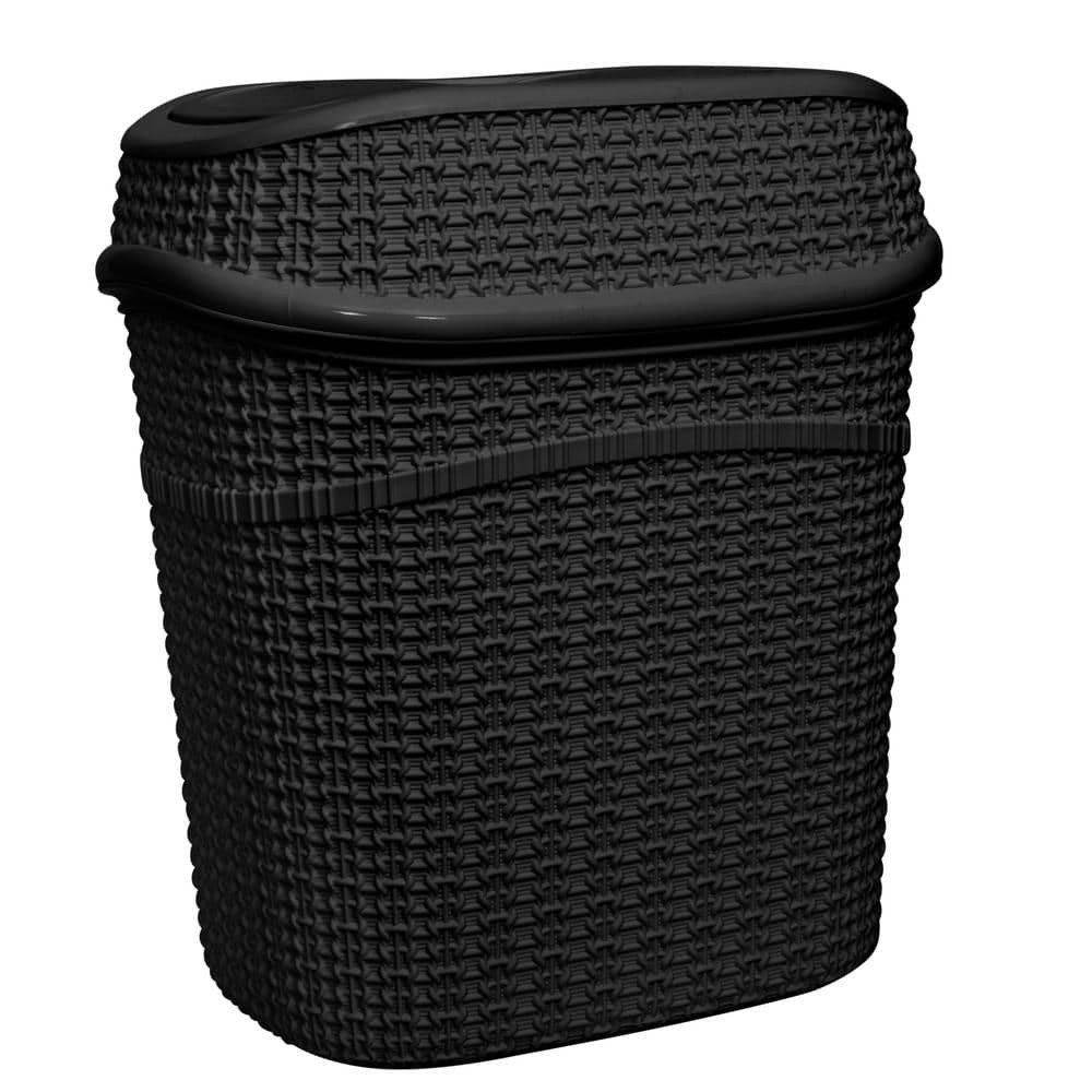 Matte Black Plastic Sailor Knot Swing Top Trash Bin