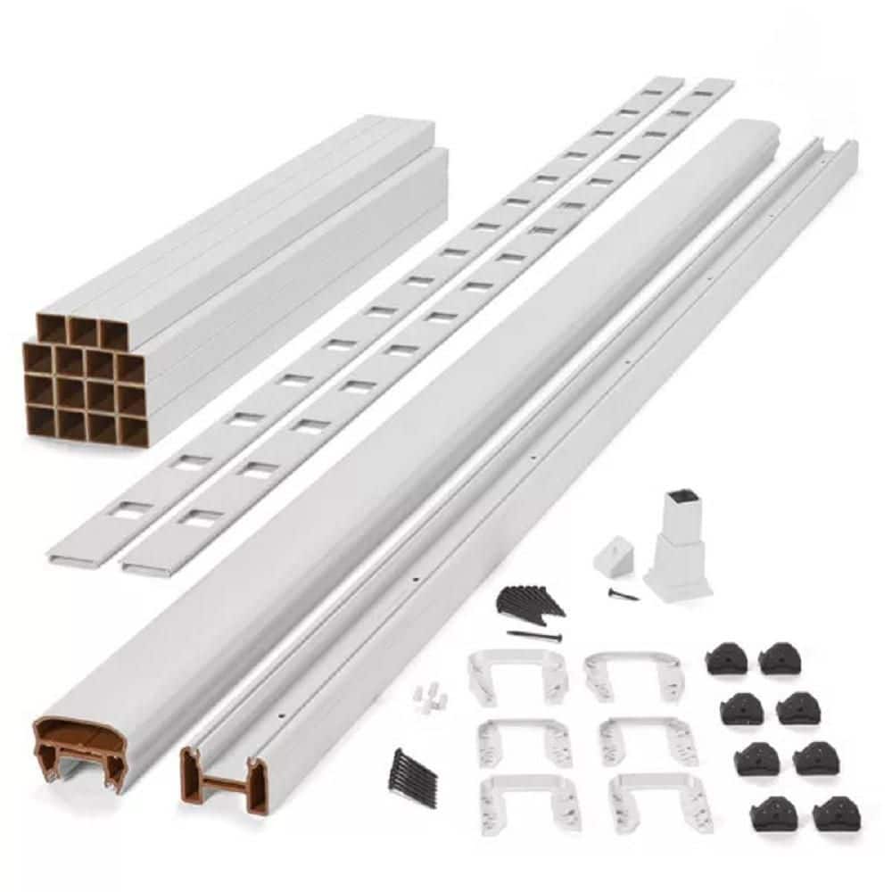 Transcend 8ft. x 42 in. Classic White Composite Stair Deck Rail Kit with Matching square composite balusters price history on PriceWatchPro