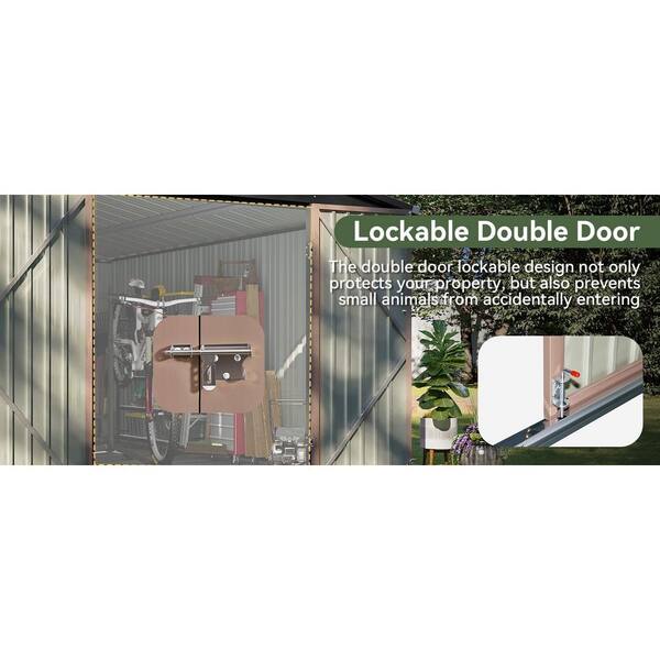【Saau】 Sizzim 8 x 12 ft. Black Metal Storage Shed with Lockable