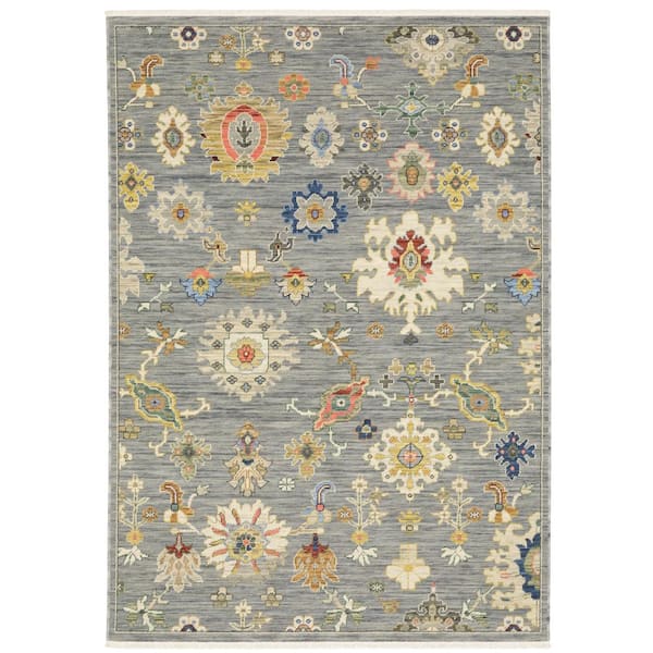 Lavista Gray/Multi-Colored 7 ft. x 10 ft. Vintage Persian Oriental Wool/Nylon Blend Indoor Area Rug