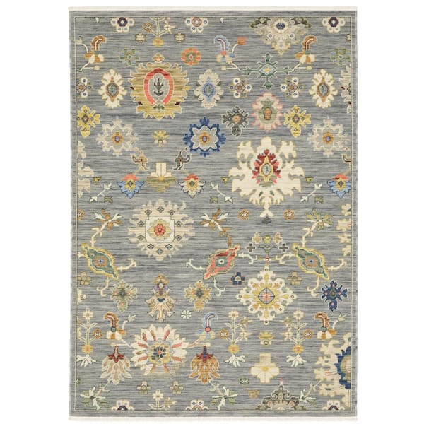 AVERLEY HOME Lavista Gray/Multi-Colored 8 ft. x 11 ft. Vintage Persian Oriental Wool/Nylon Blend Indoor Area Rug