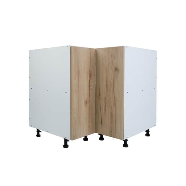 Cambridge Radiance 36 in. W x 24 in. D x 34.50 in. H Ready to Assemble Slab Corner Lazy Susan Kitchen Cabinet in Light Oak