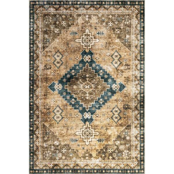 nuLOOM Lauren Liess Jessamine Geometric Machine Washable Green 8 ft. x