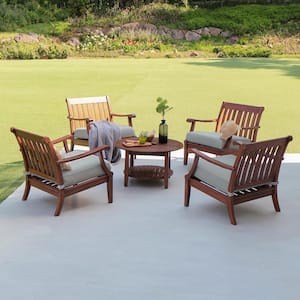 5-Piece Wales Wood Conversation Set with Oyster Cushion