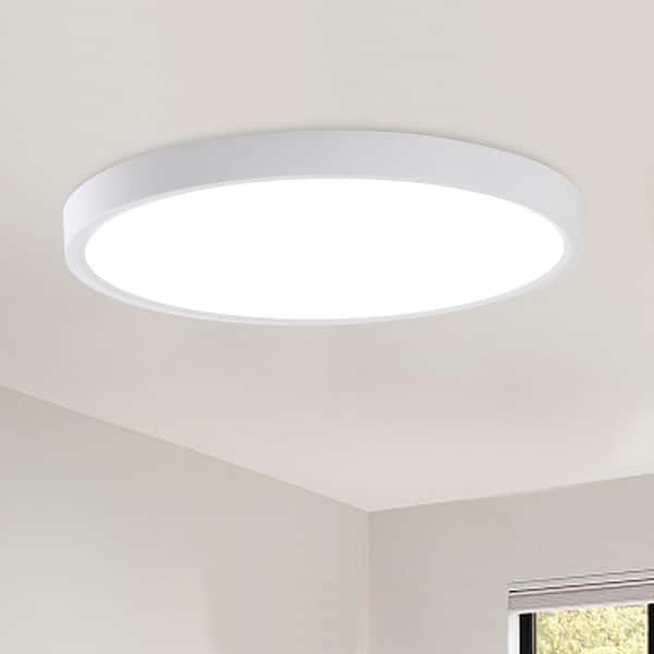 LWYTJO 11.81 in. White Integrated LED Round Ceiling Flush Mount Light Fixture with 5000K Color Temperature