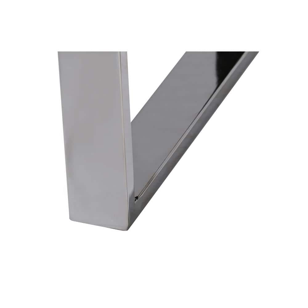 Amanda 48'' Gray Faux Leather and Chrome Bench