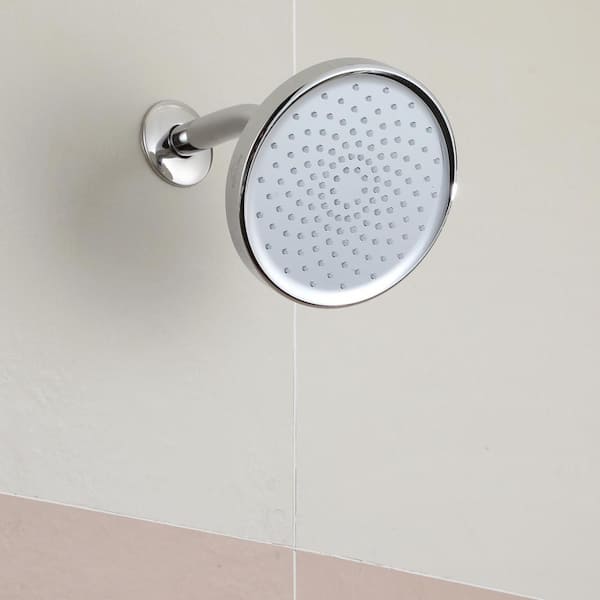 1-Spray Pattern 6 in. Wall Mount Fixed Shower Head with 2.5 GPM and Shower Arm in Chrome