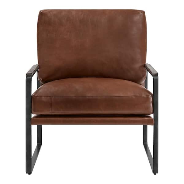 StyleWell Modern Espresso Brown Rawhide Upholstered Accent Chair with  Gunmetal Metal Frame (28 W) KW-AKSP20-HS01 - The Home Depot